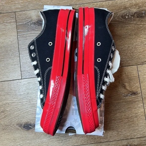 NIB Converse x Commes des Garçons Black & Red Chuck Taylor Sneakers Size 9 - Picture 3 of 11